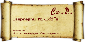 Csepreghy Miklós névjegykártya